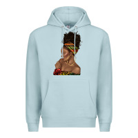 Blue Mist afro black woman profile juneteenth Premium Hoodie - texasbilliewilder