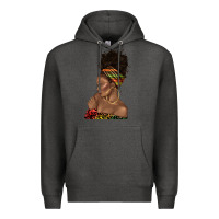 Charcoal Heather afro black woman profile juneteenth Premium Hoodie - texasbilliewilder