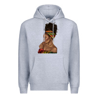 Heather Grey afro black woman profile juneteenth Premium Hoodie - texasbilliewilder