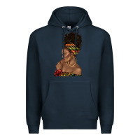 Navy afro black woman profile juneteenth Premium Hoodie - texasbilliewilder