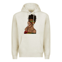 Oatmeal Heather afro black woman profile juneteenth Premium Hoodie - texasbilliewilder