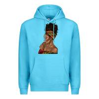 Ocean Blue afro black woman profile juneteenth Premium Hoodie - texasbilliewilder