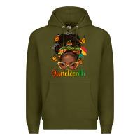 Army Green afro messy bun juneteenth Premium Hoodie - texasbilliewilder