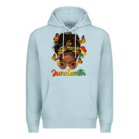 Blue Mist afro messy bun juneteenth Premium Hoodie - texasbilliewilder