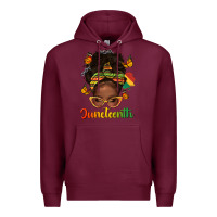 Burgundy afro messy bun juneteenth Premium Hoodie - texasbilliewilder
