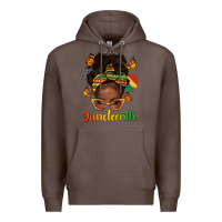 Coffee afro messy bun juneteenth Premium Hoodie - texasbilliewilder