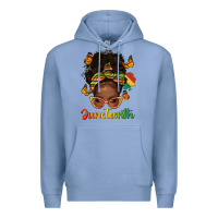 Colony Blue afro messy bun juneteenth Premium Hoodie - texasbilliewilder