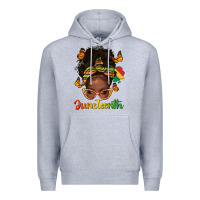 Heather Grey afro messy bun juneteenth Premium Hoodie - texasbilliewilder
