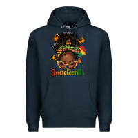 Navy afro messy bun juneteenth Premium Hoodie - texasbilliewilder