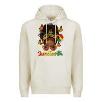 Oatmeal Heather afro messy bun juneteenth Premium Hoodie - texasbilliewilder