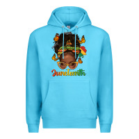 Ocean Blue afro messy bun juneteenth Premium Hoodie - texasbilliewilder