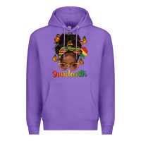 Purple afro messy bun juneteenth Premium Hoodie - texasbilliewilder