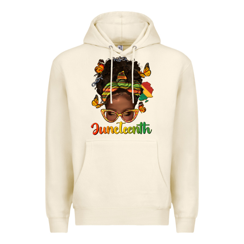Afro Messy Bun Juneteenth Premium Hoodie by texasbilliewilder | Teevron