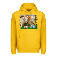 Lemon Easter Farm Cows Bunny Ears And Eggs Premium Hoodie - RanaPortraitStore