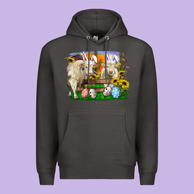 Easter Farm Cows Bunny Ears And Eggs Premium Hoodie Designed By Ranaportraitstore