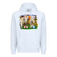 White Easter Farm Cows Bunny Ears And Eggs Premium Hoodie - RanaPortraitStore