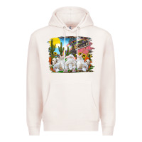 Pale Pink Easter Farm With Bunnies Premium Hoodie - RanaPortraitStore