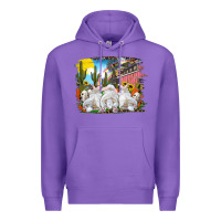 Purple Easter Farm With Bunnies Premium Hoodie - RanaPortraitStore