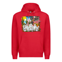 Red Easter Farm With Bunnies Premium Hoodie - RanaPortraitStore