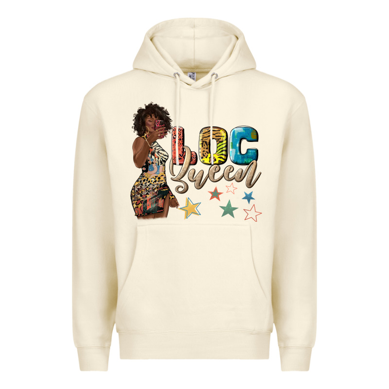 Afro Woman Loc Queen Premium Hoodie by texasbilliewilder | Teevron