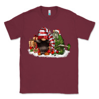 Burgundy christmas gnome and tree Classic Tee - FaDigitalArtStudio
