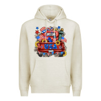 Oatmeal Heather usa truck Premium Hoodie - Zillion Design Studio