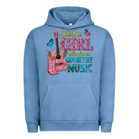 Pigment Pebble Blue just a girl who loves country music Urban Hoodie - texasbilliewilder