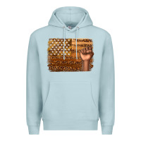 Blue Mist American melanin flag Premium Hoodie - texasbilliewilder