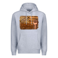 Heather Grey American melanin flag Premium Hoodie - texasbilliewilder