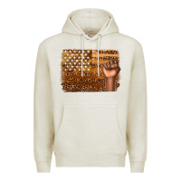 Oatmeal Heather American melanin flag Premium Hoodie - texasbilliewilder