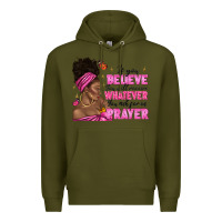 Army Green afro woman bun and religion faith prayer Premium Hoodie - texasbilliewilder