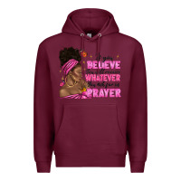 Burgundy afro woman bun and religion faith prayer Premium Hoodie - texasbilliewilder