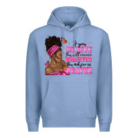Colony Blue afro woman bun and religion faith prayer Premium Hoodie - texasbilliewilder