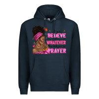 Navy afro woman bun and religion faith prayer Premium Hoodie - texasbilliewilder