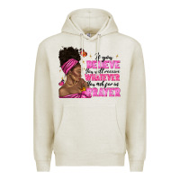 Oatmeal Heather afro woman bun and religion faith prayer Premium Hoodie - texasbilliewilder