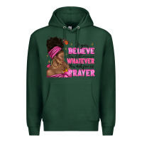 Sports Green afro woman bun and religion faith prayer Premium Hoodie - texasbilliewilder