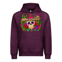 Mauve Wine mexican skull Urban Hoodie - Zillion Design Studio