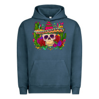 Pigment Midnight Navy mexican skull Urban Hoodie - Zillion Design Studio