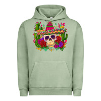 Pigment Oil Green mexican skull Urban Hoodie - Zillion Design Studio