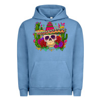Pigment Pebble Blue mexican skull Urban Hoodie - Zillion Design Studio