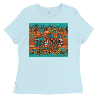 Baby Blue she is strong gemstone sunflower leopard Ladies Tee - Artiststas