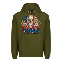 Army Green born to be free skeleton Premium Hoodie - Zillion Design Studio