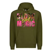 Army Green black girl magic with afro black women Premium Hoodie - texasbilliewilder