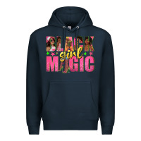 Navy black girl magic with afro black women Premium Hoodie - texasbilliewilder