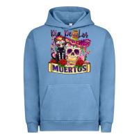 Pigment Pebble Blue dia de los muertos Urban Hoodie - Zillion Design Studio