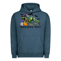 Pigment Midnight Navy T-Rex Trick Rawr Treat Urban Hoodie - RanaPortraitStore