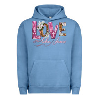 Pigment Pebble Blue love like jesus Urban Hoodie - texasbilliewilder