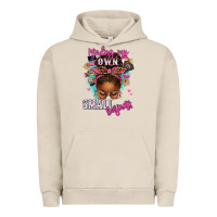 Pigment French Oak minding my own small business afro messy bun Urban Hoodie - texasbilliewilder