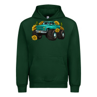 Forest Green monster truck with sunflower western Urban Hoodie - texasbilliewilder