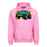 Fuchsia Pink monster truck with sunflower western Urban Hoodie - texasbilliewilder